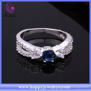 High quality blue zircon stone 925 silver plated new design ladies finger ring ( CR399)